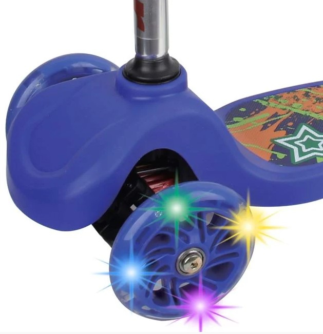 Trotineta albastra cu 3 roti illuminate lumina cu LED [2]