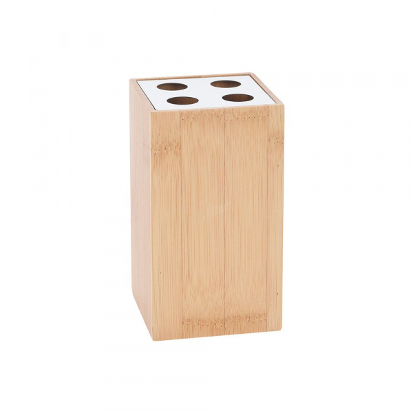 Set accesorii din bambus pentru baie format din dozator sapun lichid si pahar pentru periute de dinti [4]