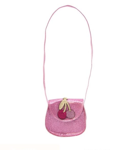 Mini gentuta pentru fetite, Design Cirese, Roz glitter, 12x5x11 cm