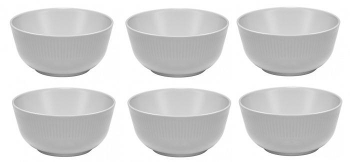 Set 6 boluri pentru servire, alb mat, ceramica, 14 cm