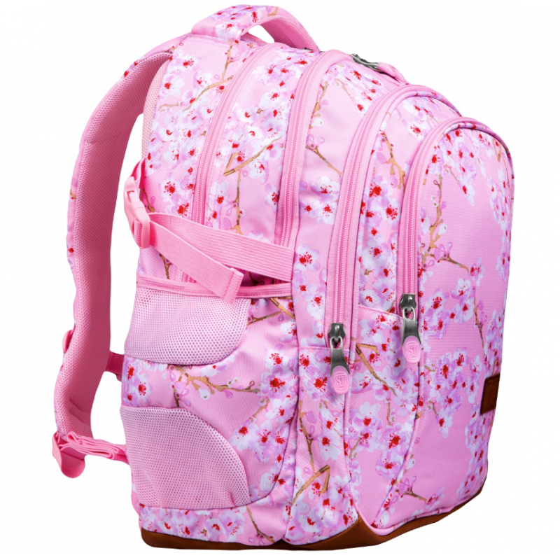 Ghiozdan Blossom pentru scoala, 3 compartimente, 2 buzunare, roz, 32x21x43 cm [2]