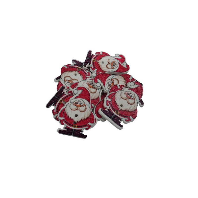 Accesorii creatie nasturi figurine mos craciun,lemn,multicolor,15 bucati set