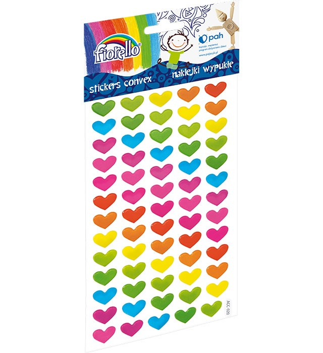 Set sticker buretat,65 inimi ,diverse culori,18mm