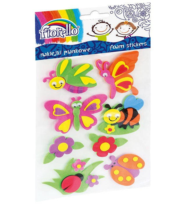 Fiorello Set stickere gumate-8 fluturi flori,multicolor, o28-70mm