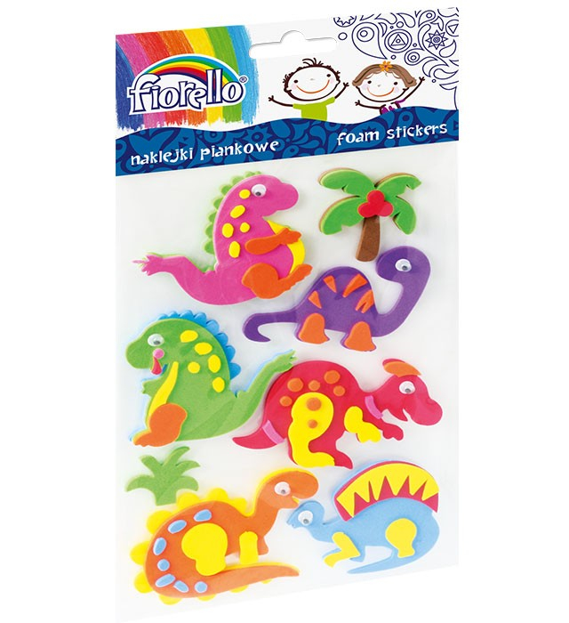 Fiorello Set stickere gumate- 8 dinozauri,multicolor,o25-70mm