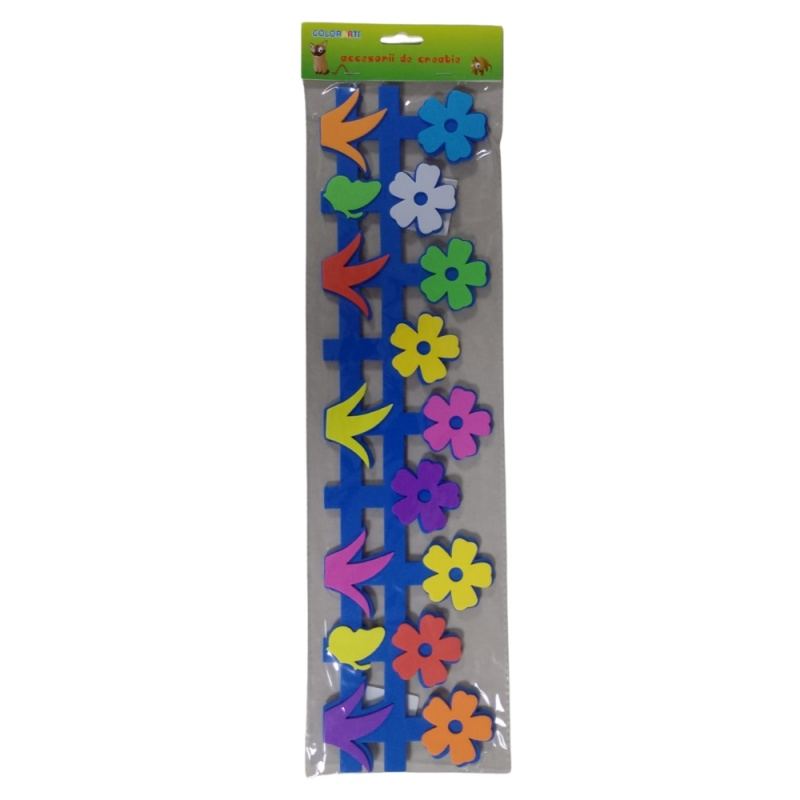 Accesorii decorative – hârtie gumată gard cu flori, 3 mm, 50 cm [2]