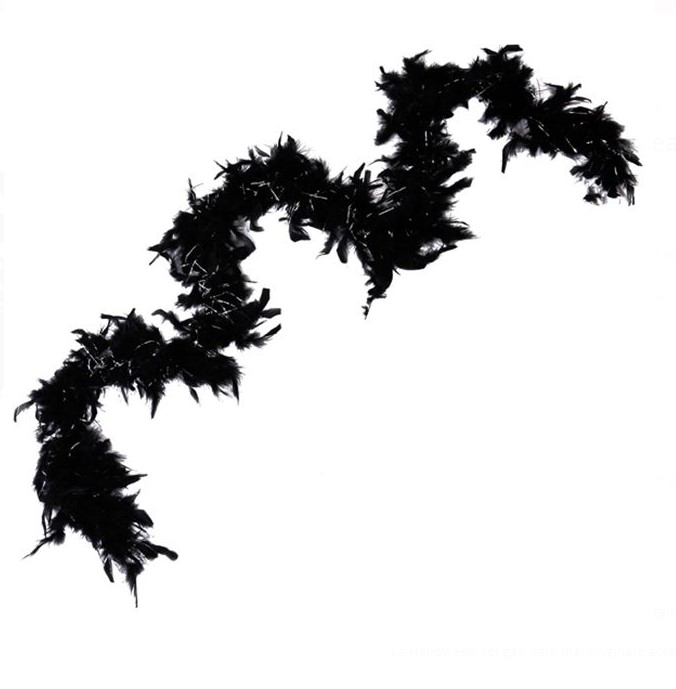 Accesoriu decorativ cu pene pentru Halloween,Negru,170 cm