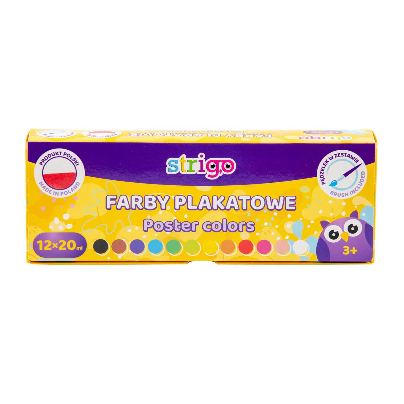Acuarele Guase Strigo cu pensula inclusa, 12 culori x 20 ml