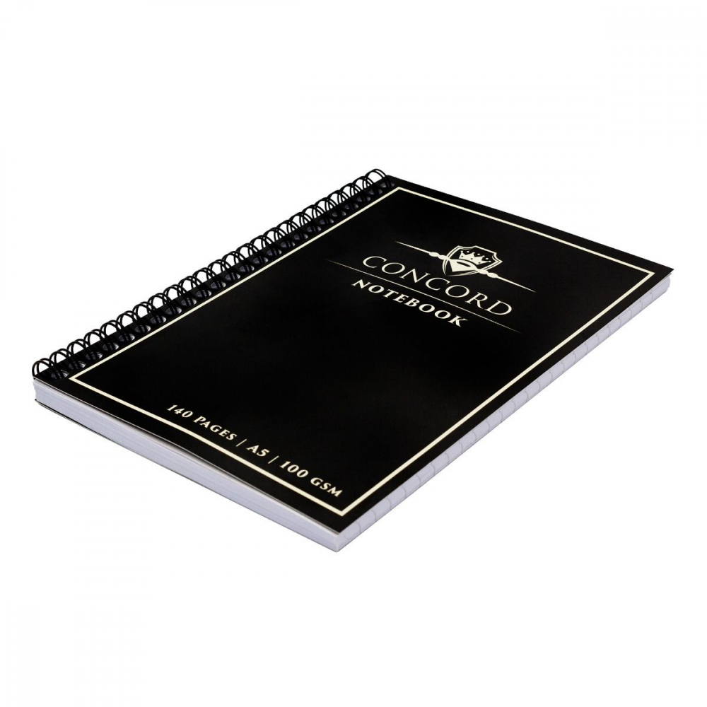 Agenda Pukka Pad Concord A5 cu spirala, 140 pagini, hartie Premium 100 gsm, cu microperforatii, negru [3]