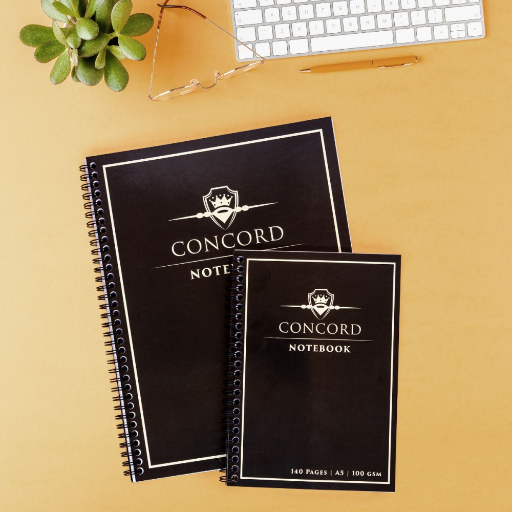 Agenda Pukka Pad Concord A5 cu spirala, 140 pagini, hartie Premium 100 gsm, cu microperforatii, negru [5]