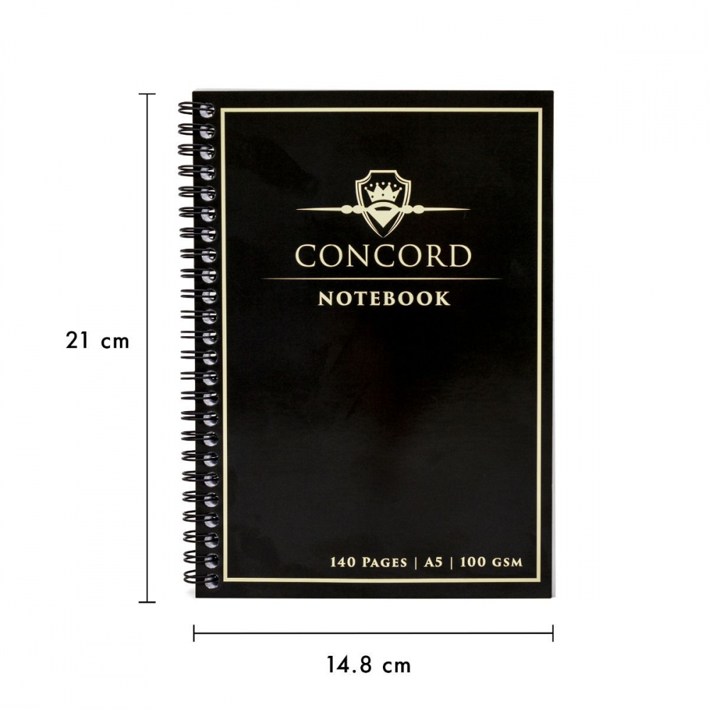 Agenda Pukka Pad Concord A5 cu spirala, 140 pagini, hartie Premium 100 gsm, cu microperforatii, negru [2]