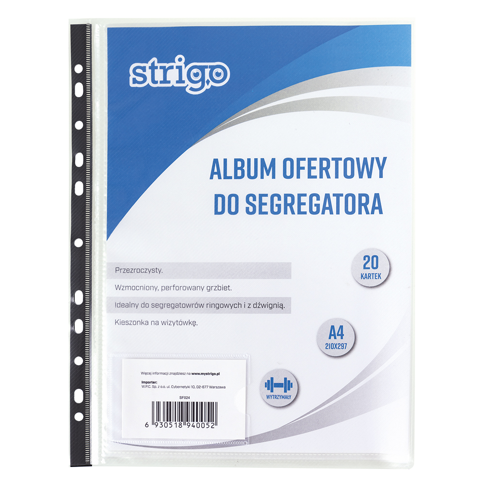 Set 20 folii protecție A4 Strigo, perforate, transparente [1]
