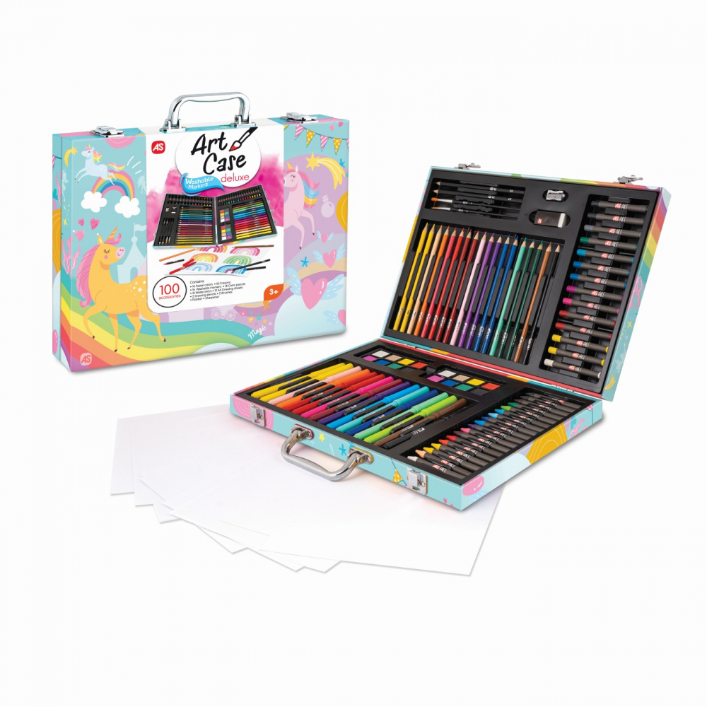 ART CASE SET DE DESEN DELUXE CU 100 DE ACCESORII UNICORN [5]