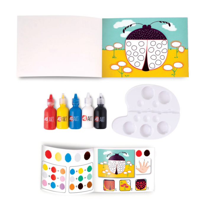 Set de pictura cu degetele -primele mele creatii cu carticica 20 pagini si accesorii incluse [2]