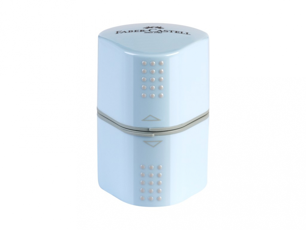 Ascutitoare tripla Faber-Castell Grip 2001 bleu sky, cu container