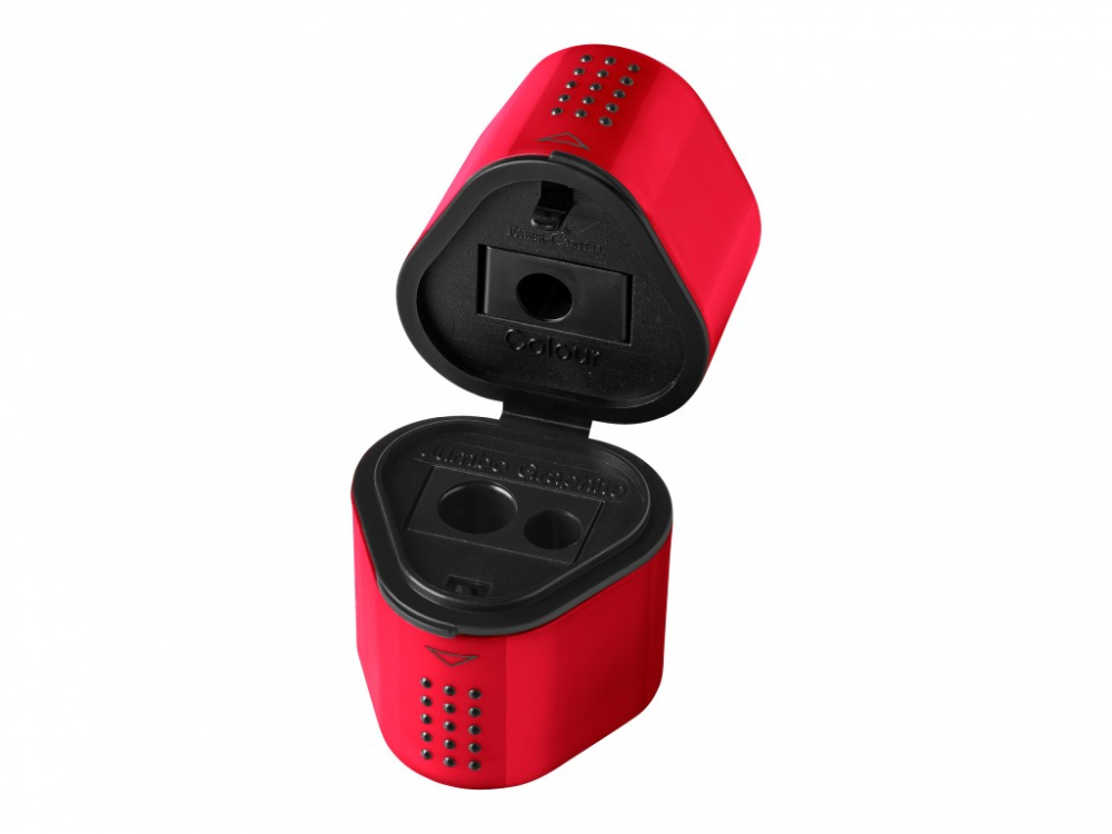 Ascuțitoare triplă Faber-Castell Grip 2001 roșie/albastră,plastic, cu container [3]