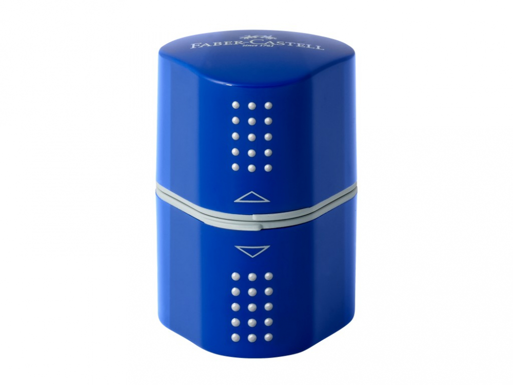 Ascutitoare tripla Faber-Castell Grip 2001 rosie albastra, plastic,cu container
