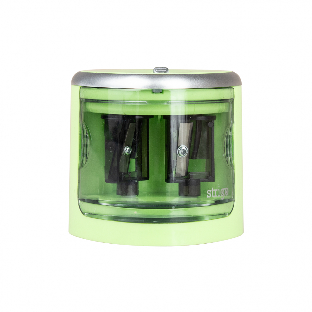 Ascutitoare Strigo dubla electrica pentru creioane,alimentare 4 baterii AA neincluse,verde deschis