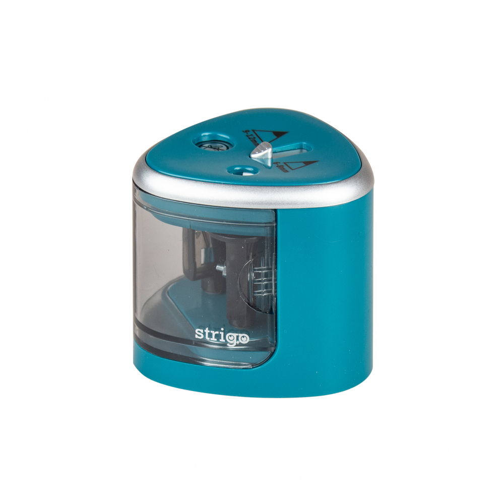 Ascutitoare Strigo dubla electrica pentru creioane,alimentare 4 baterii AA neincluse,verde