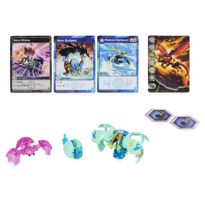 Bakugan Platinum Powerup S4 Sectanoid Nano Widow și Nano Sludgem [2]
