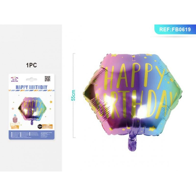 Balon din folie PartyGo Happy Birthday, 40cm, colorat