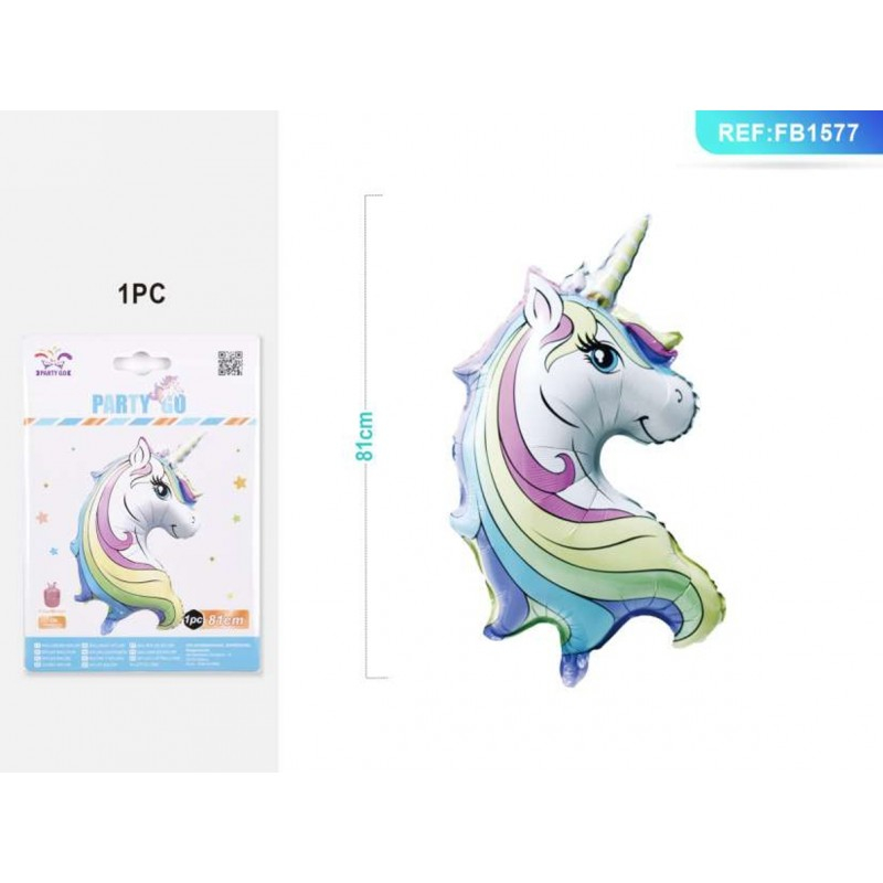 Balon design Unicorn din folie PartyGo, 81cm, mix colorat