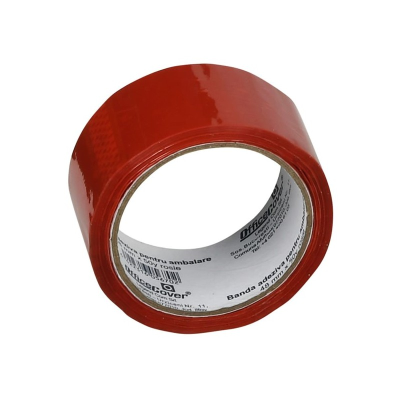 Bandă adezivă Office Cover pentru ambalare, 48 mm x 50 yarzi, roșie [2]
