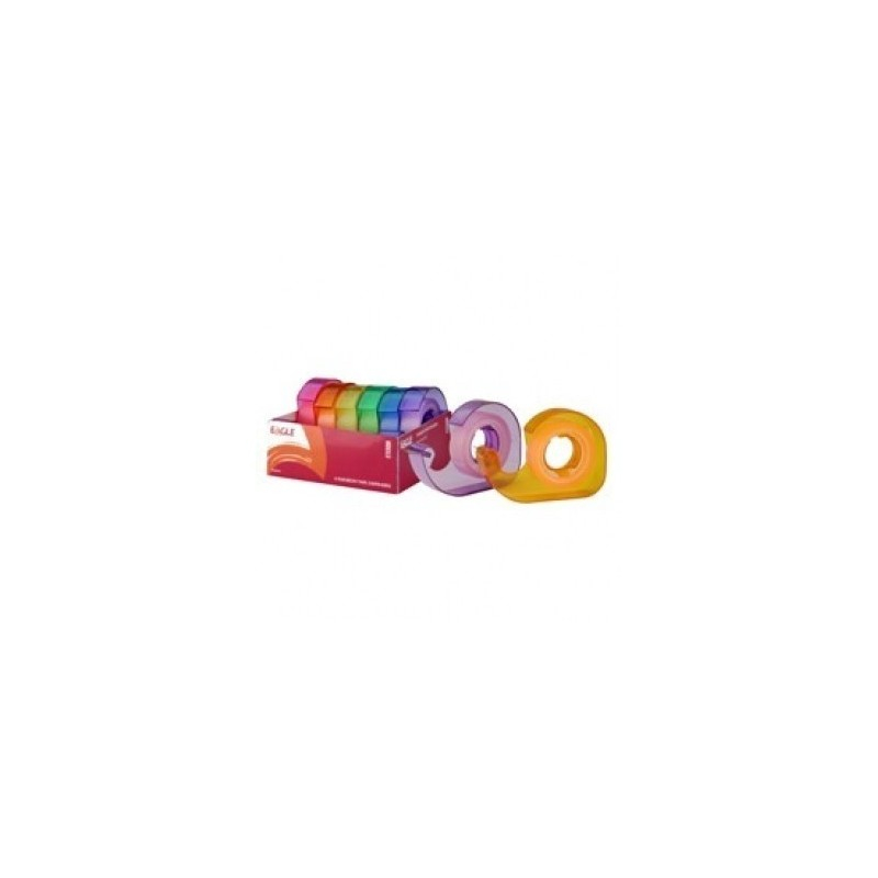 Banda adeziva transparenta cu mini dispenser colorat, 6 bucati/set [1]
