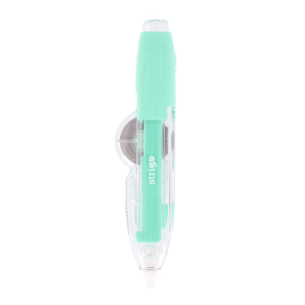 Bandă corectoare Strigo tip pix, 5mm x 8m, cu mecanism, corp verde mint [2]
