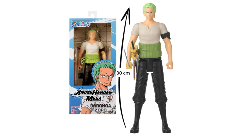 BANDAI FIGURINE ANIME HEROES MEGA ONE PIECE RORONOA ZORO 30CM [10]