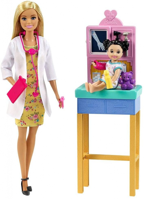 Barbie Cariere Set cu Papusa Doctor Pediatru Blondă [2]