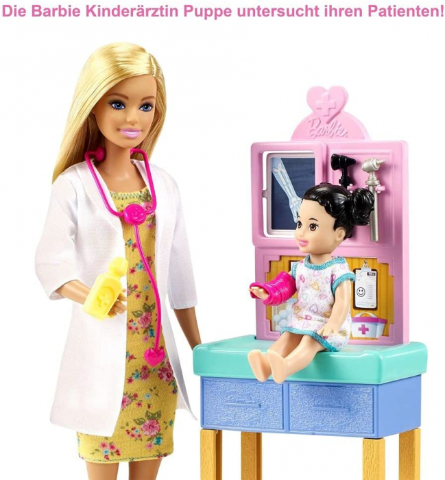 Barbie Cariere Set cu Papusa Doctor Pediatru Blondă [4]