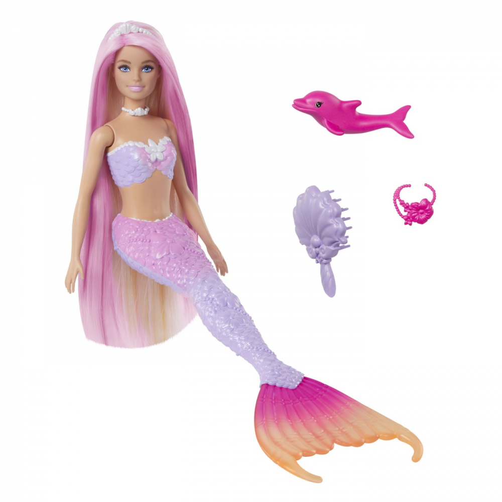 Barbie Color Change Papusa Sirena Cu Par Roz [2]