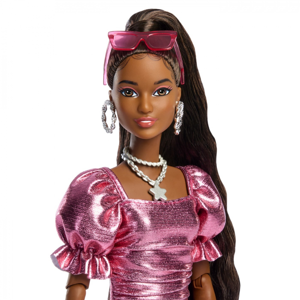 BARBIE DELUXE STYLE PAPUSA BARBIE ROCHIE ROZ METALIZAT CORAL [5]