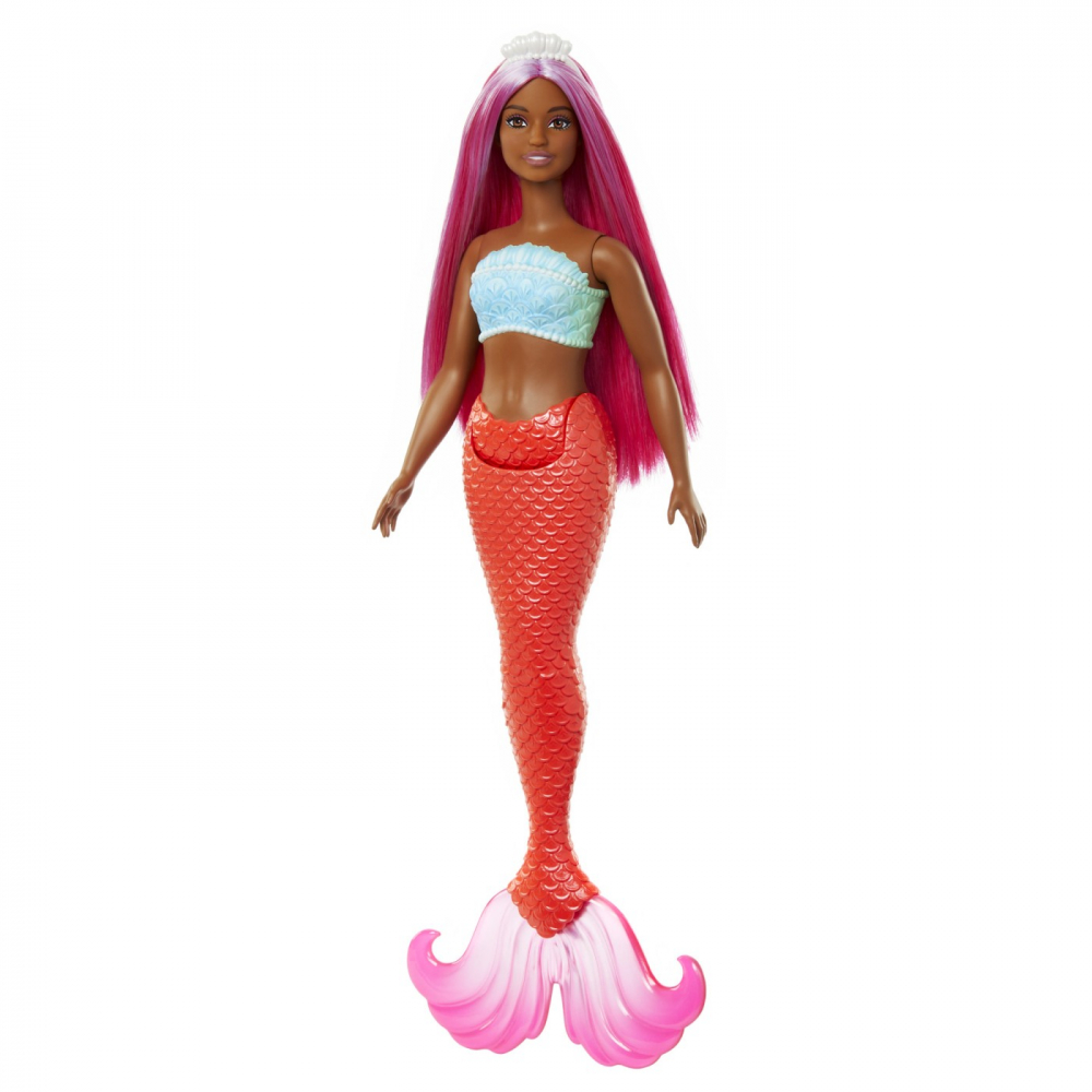 Barbie Dreamtropia Papusa Sirena Cu Par Magenta Si Coada Portocalie [2]