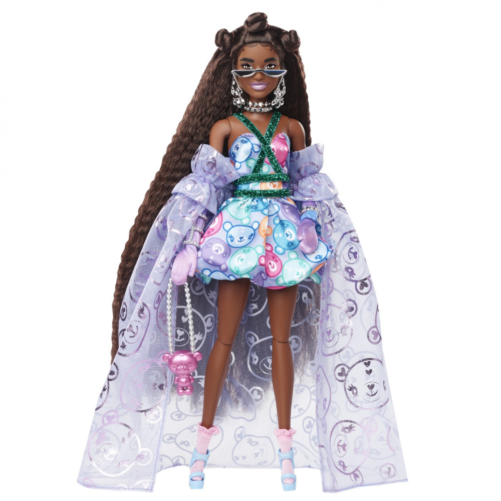 BARBIE EXTRA FANCY PAPUSA BRUNETA CU ROCHIE CU IMPRIMEU CU URSULETI [6]