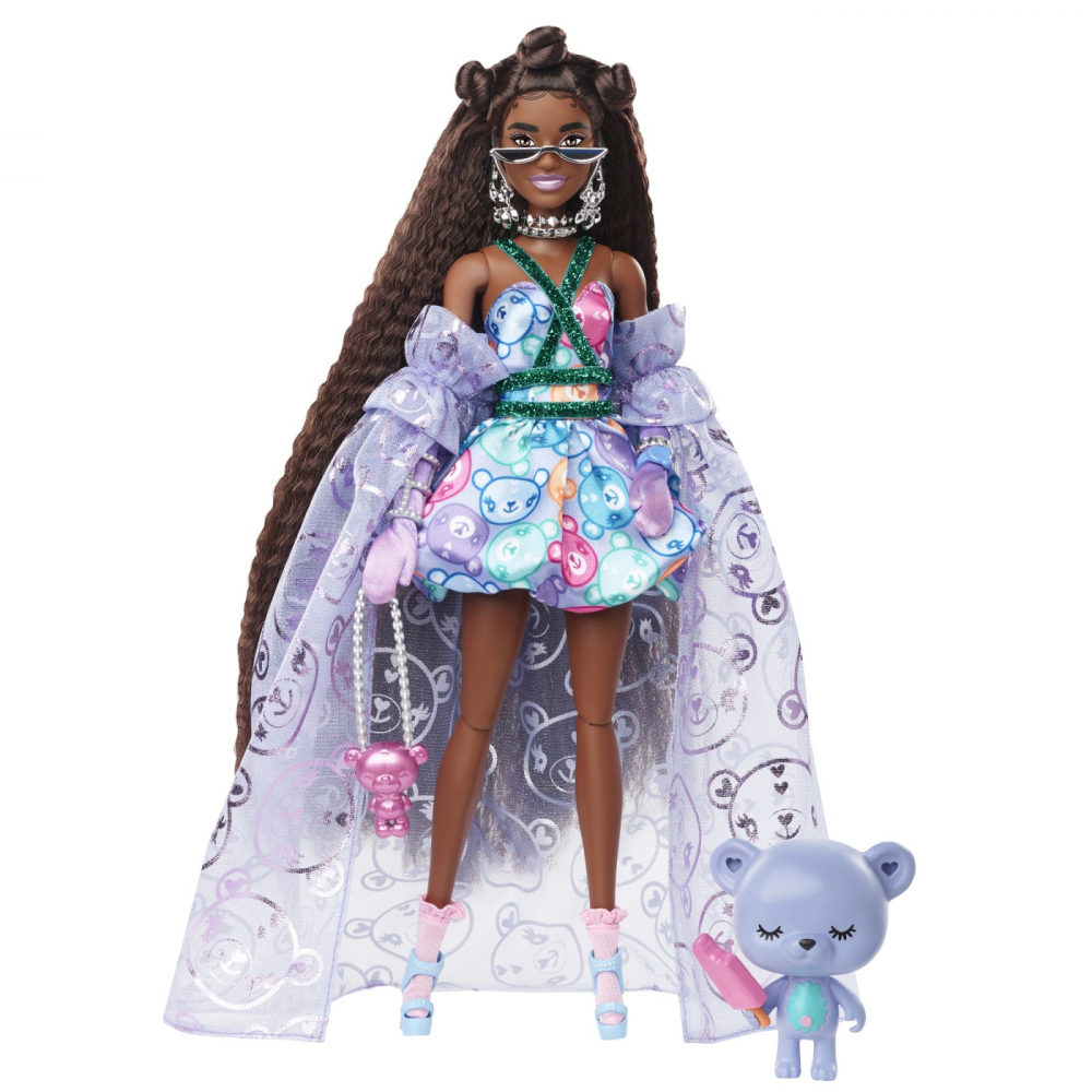 BARBIE EXTRA FANCY PAPUSA BRUNETA CU ROCHIE CU IMPRIMEU CU URSULETI [2]