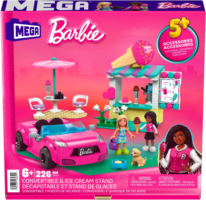 Barbie Mega Bloks - Set de Joacă Mașină Decapotabilă și Stand de Înghețată  [1]