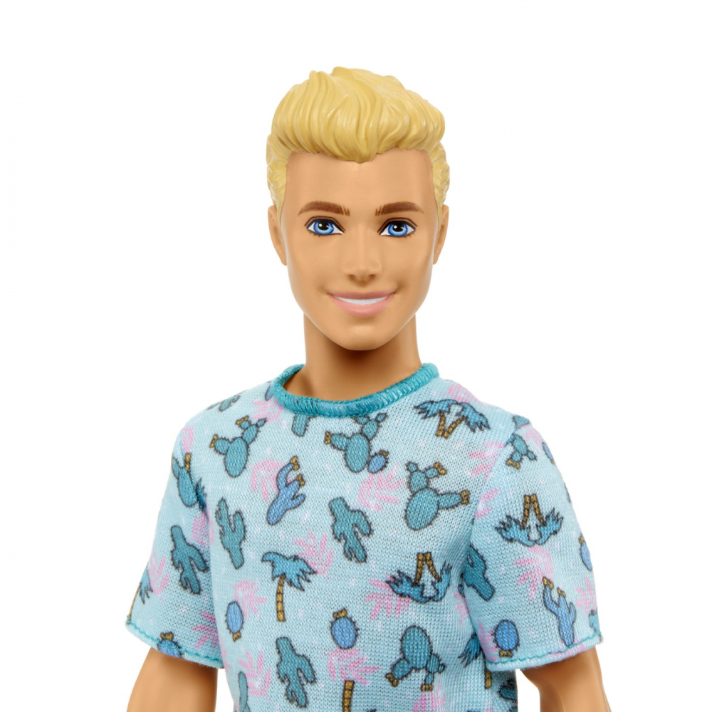 Barbie Papusa Baiat Fashionistas Blond Cu Tricou Cu Imprimeu Cu Cactusi [4]