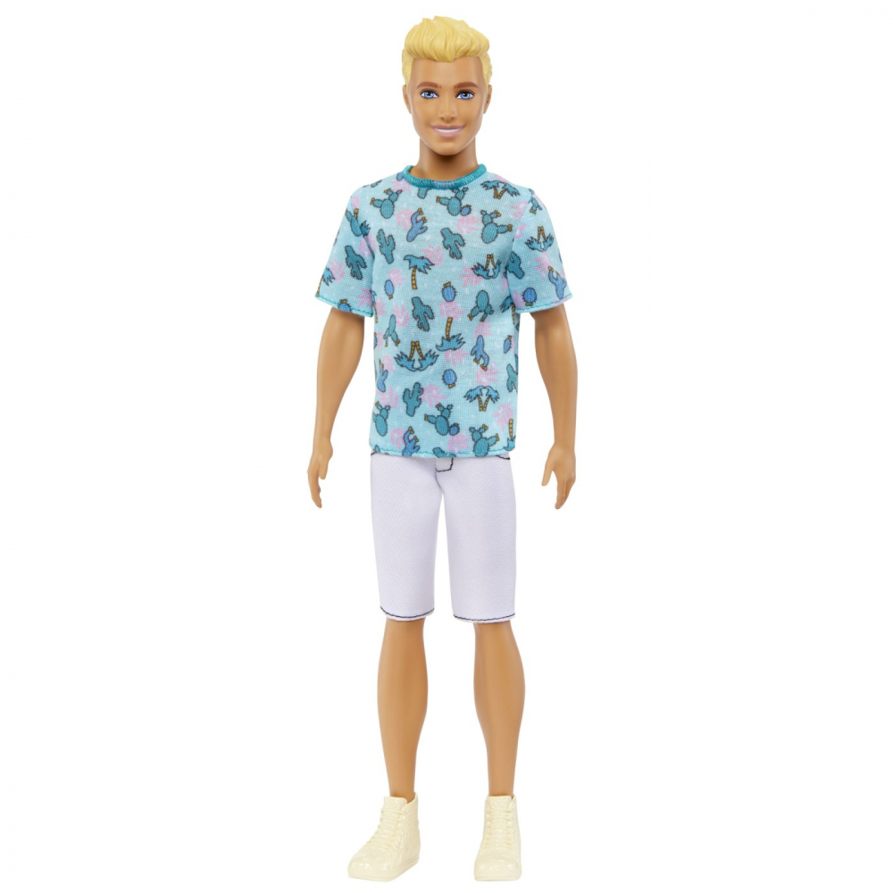 Barbie Papusa Baiat Fashionistas Blond Cu Tricou Cu Imprimeu Cu Cactusi [2]
