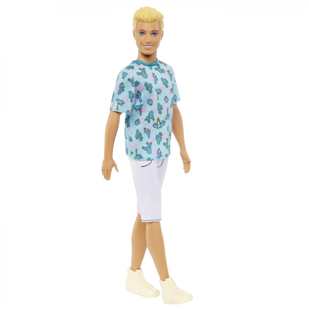 Barbie Papusa Baiat Fashionistas Blond Cu Tricou Cu Imprimeu Cu Cactusi [3]