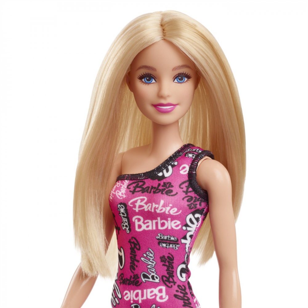 BARBIE PAPUSA CLASICA BLONDA CU ROCHITA ROZ CU IMPRIMEU BARBIE [5]