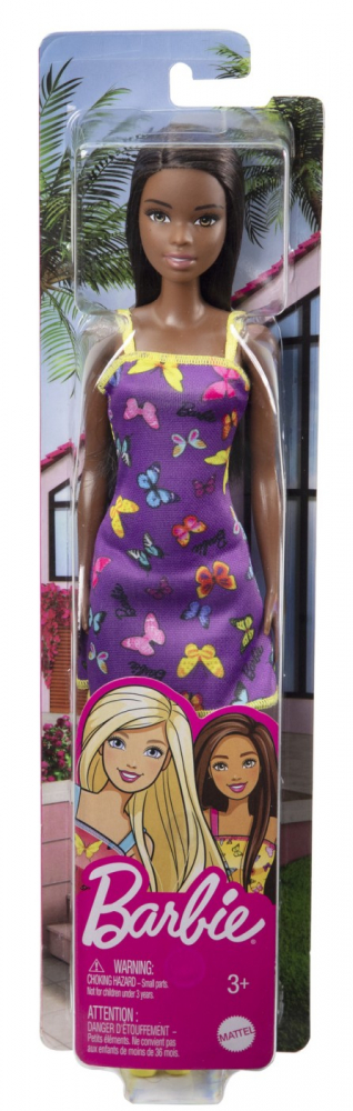 BARBIE PAPUSA CLASICA BRUNETA CU ROCHITA MOV CU IMPRIMEU CU FLUTURI [1]