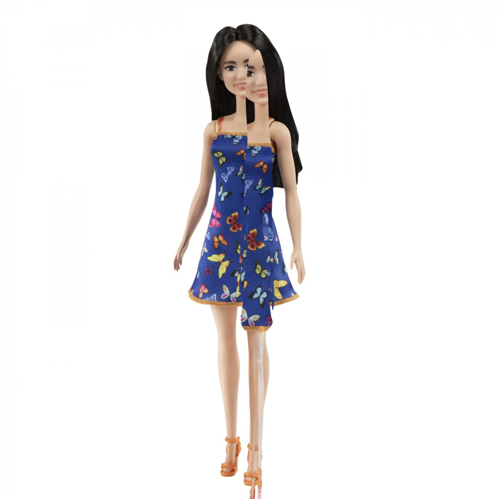 BARBIE PAPUSA CLASICA SATENA CU ROCHITA ALBASTRA CU IMPRIMEU CU FLUTURI [2]
