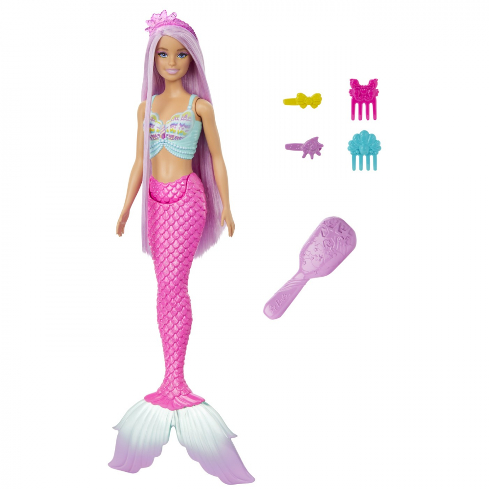 BARBIE PAPUSA SIRENA CU PAR MOV SI COADA ROZ [2]