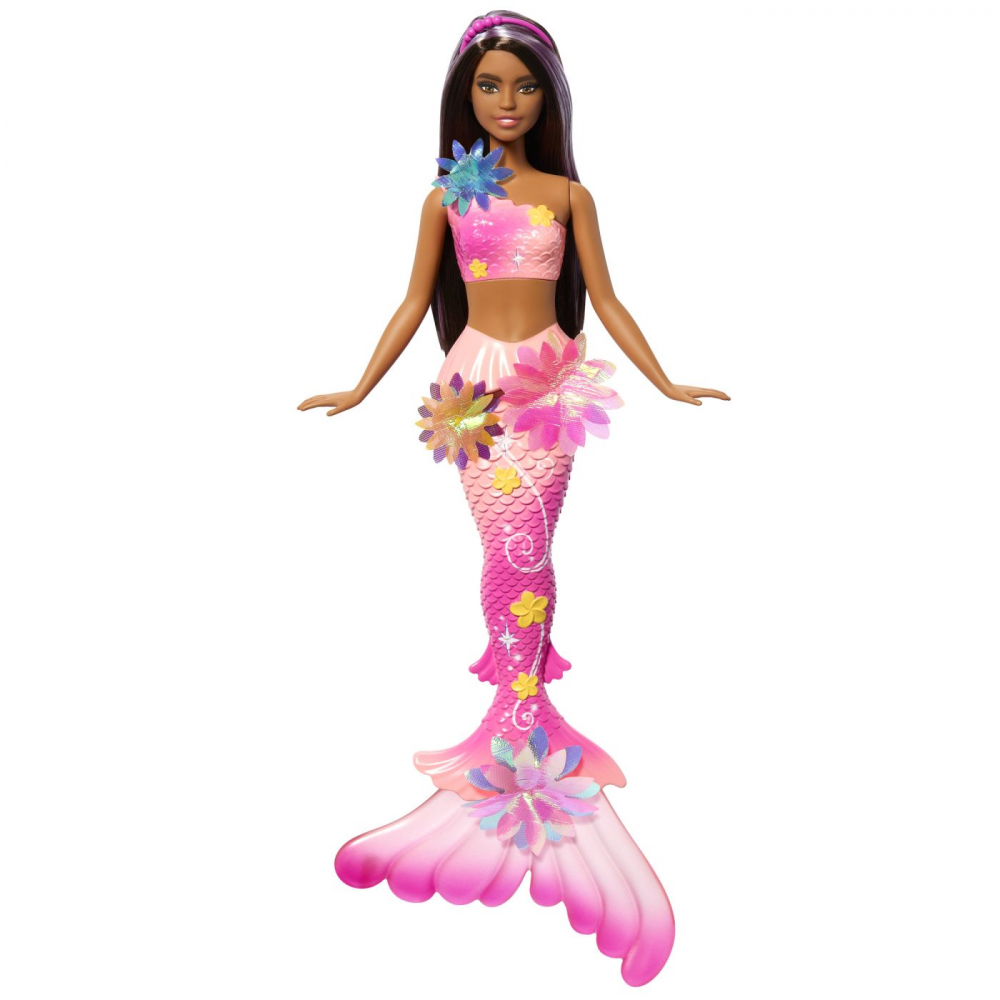 BARBIE PAPUSA SIRENA FLOAREA MAGICA CU PAR BRUNET SI COADA ROZ [2]