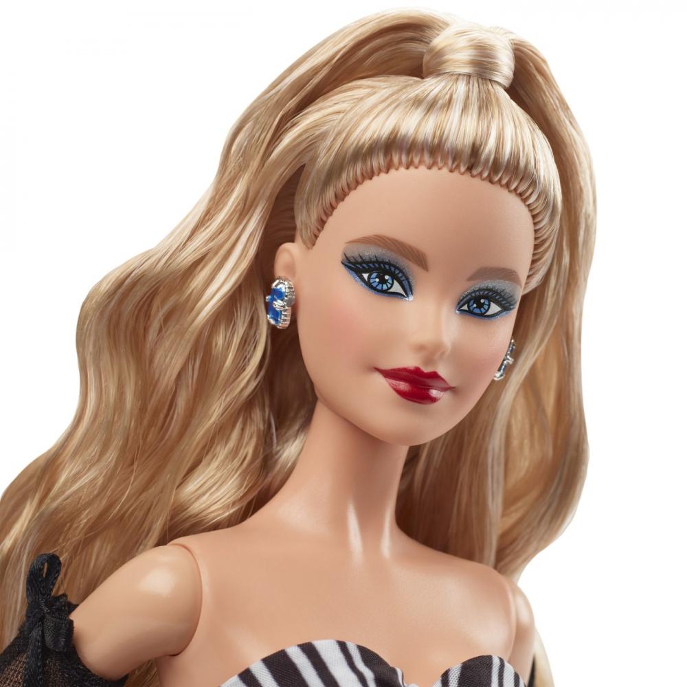 BARBIE SIGNATURE ANIVERSARE 65 ANI PAPUSA BARBIE CU ROCHIE DE BAL ALB NEGRU [4]