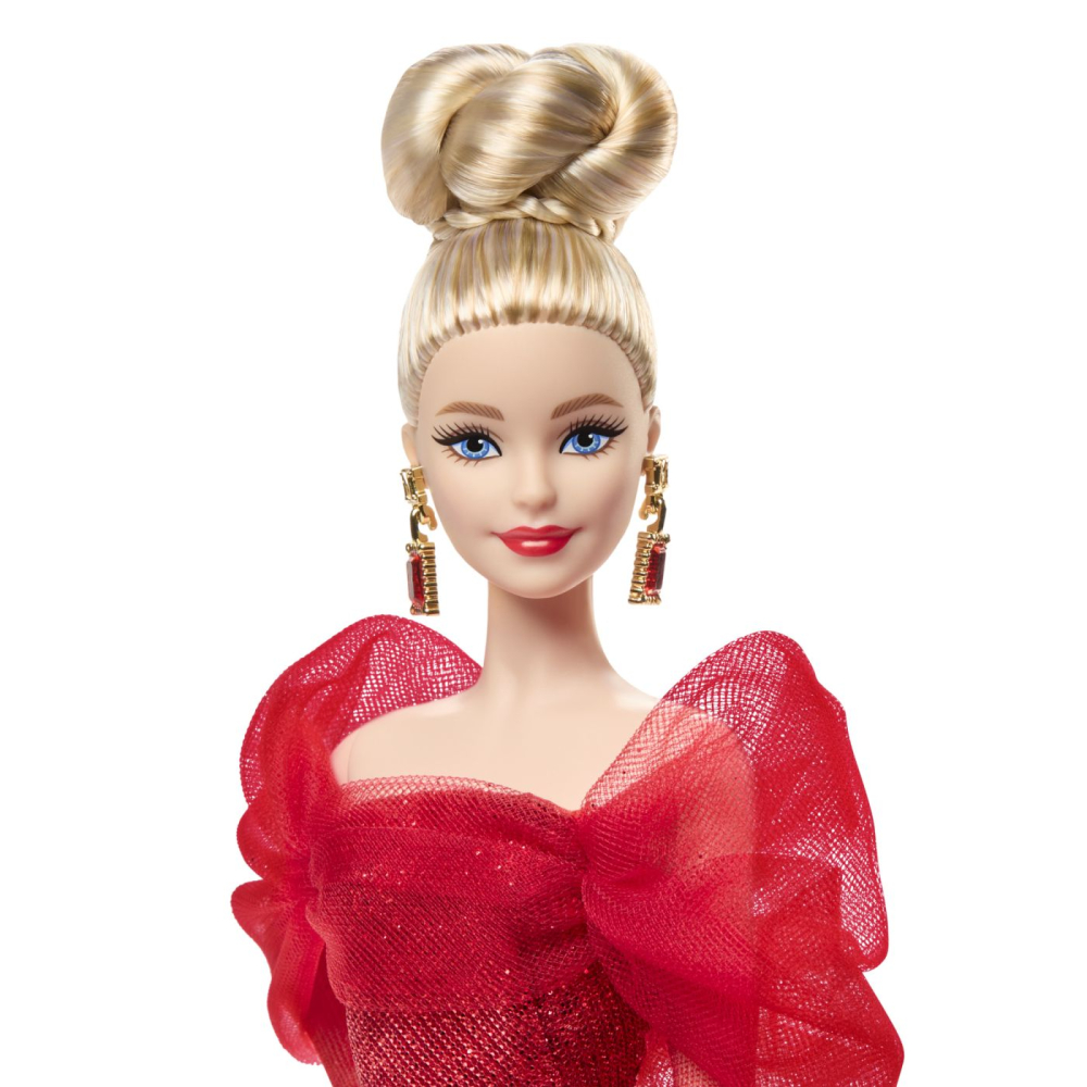 BARBIE SIGNATURE ANIVERSARE 80 DE ANI PAPUSA BARBIE BLONDA CU ROCHIE DE BAL ROSIE [8]