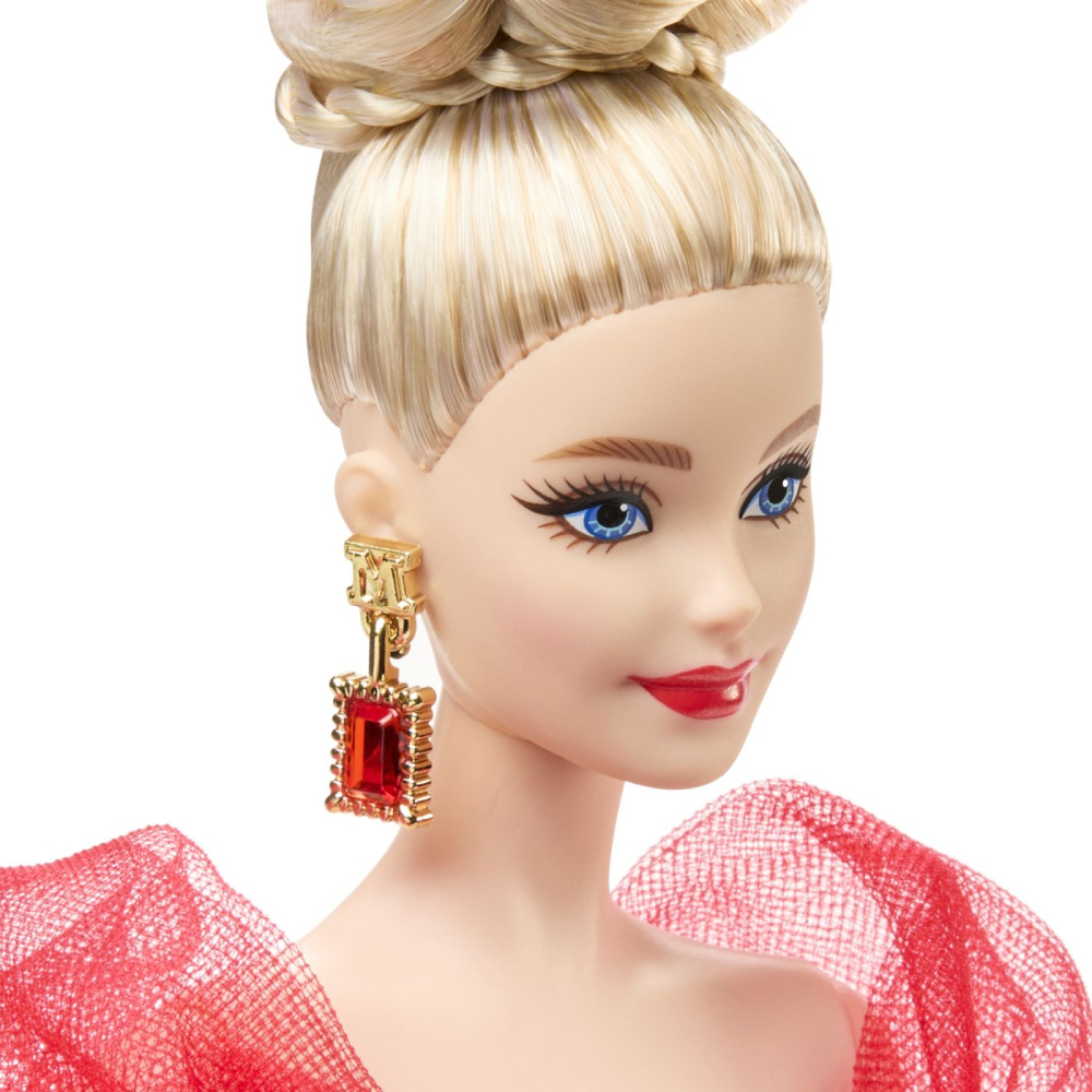BARBIE SIGNATURE ANIVERSARE 80 DE ANI PAPUSA BARBIE BLONDA CU ROCHIE DE BAL ROSIE [5]