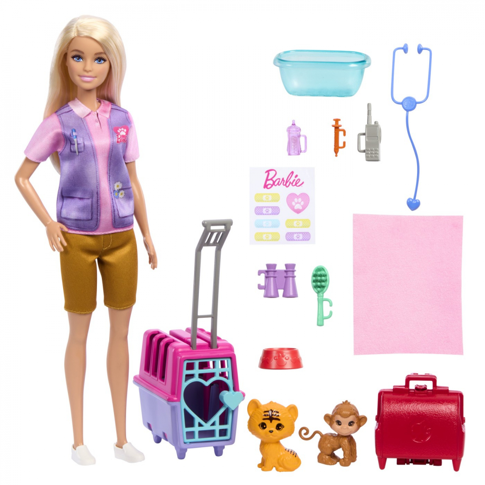 BARBIE YOU CAN BE SET PAPUSA CU DOUA ANIMALUTE DIN JUNGLA [2]